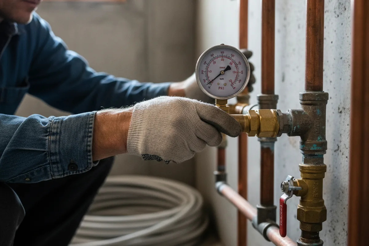 Pressure testing a repaired line during Water Line Repair in Lincolnshire